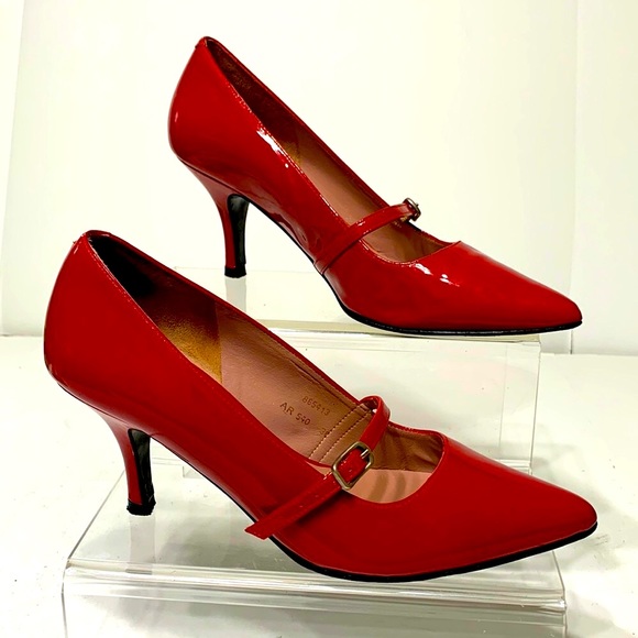 Red patent Mary Jane heels BODEN - Picture 3 of 14